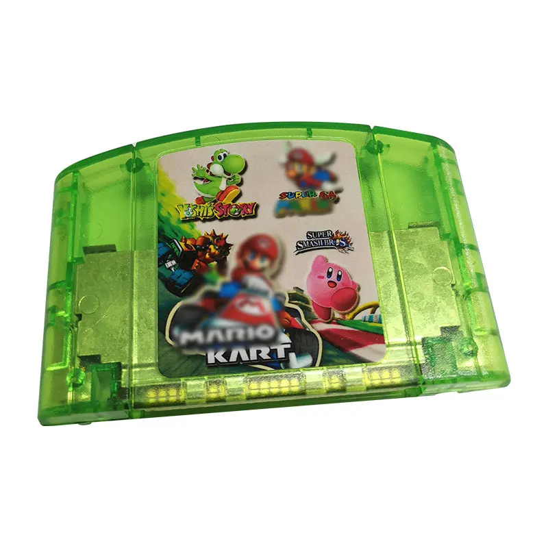 

Игровой картридж 4 в 1 N64 для видеоигр NTSC Версия US прозрачный зеленый