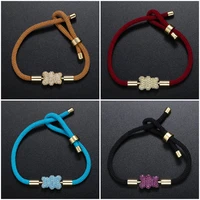 new four color optional braided bracelet full of diamonds double sided two color cute bear bracelet color preserving jewelry