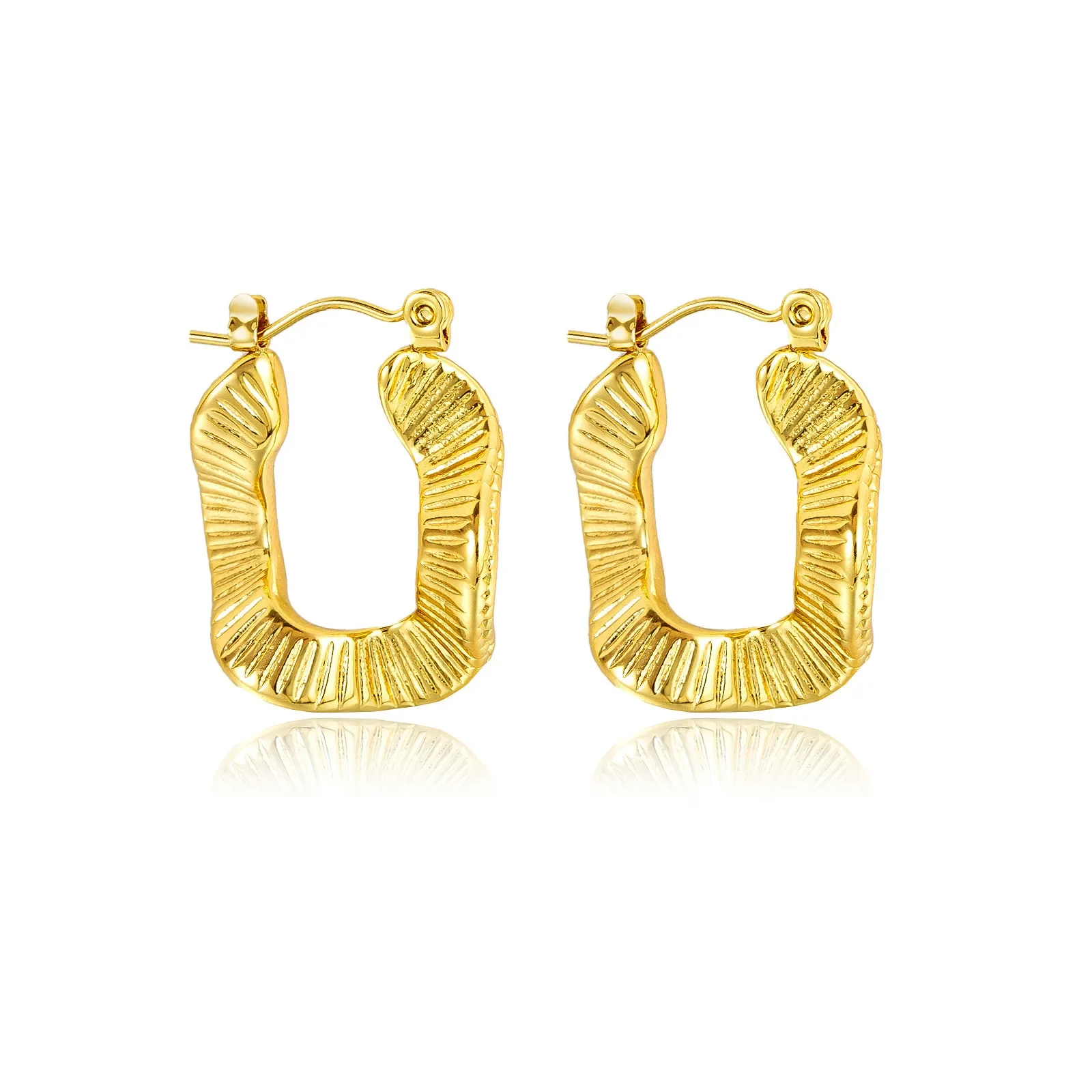 1 пара глянцевых массивных серег-колец из нержавеющей стали для женщин