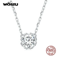 wostu 17 7 adjustable 925 sterling silver luxury zircon pendant choker necklace for women fine wedding birthday jewelry gifts