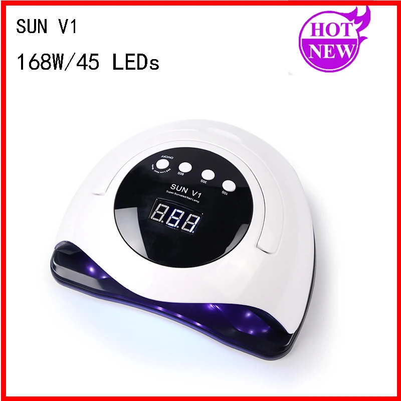 

Professional UV Lamp SUN V1 168W With 45 LED Portable Nail Dryer, Quick Drying Gel Nail Oil Auto Induction Professional Manicure