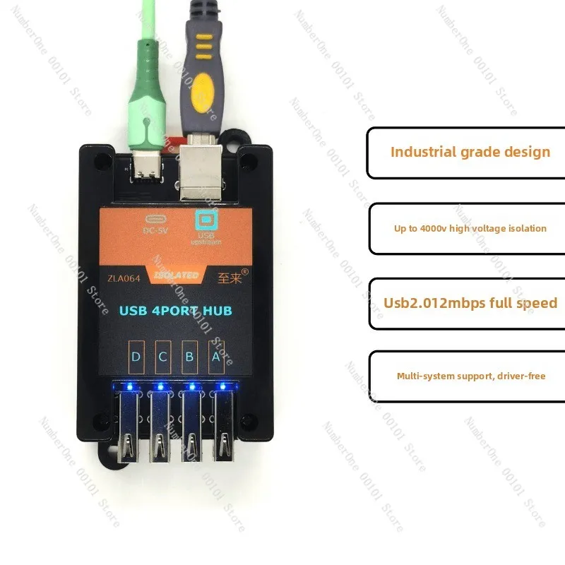 Фото Изолатор USB 2.0, четырехканальный концентратор, защита от высокого напряжения, высокоскоростной модуль 480 Мбит/с, поддерживает внешнее питание. №4