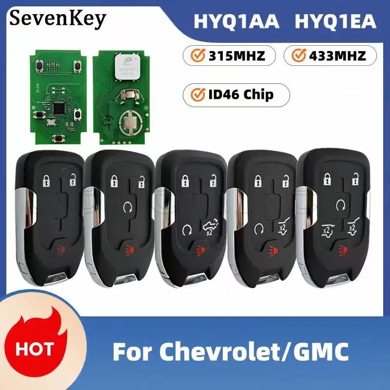 Фото Бесключевой смарт-ключ-брелок Seven HYQ1AA HYQ1EA с чипом ID46 315/433 МГц для Chevrolet Silverado Tahoe Suburban GMC Yukon Sierra 2015-2020 №1