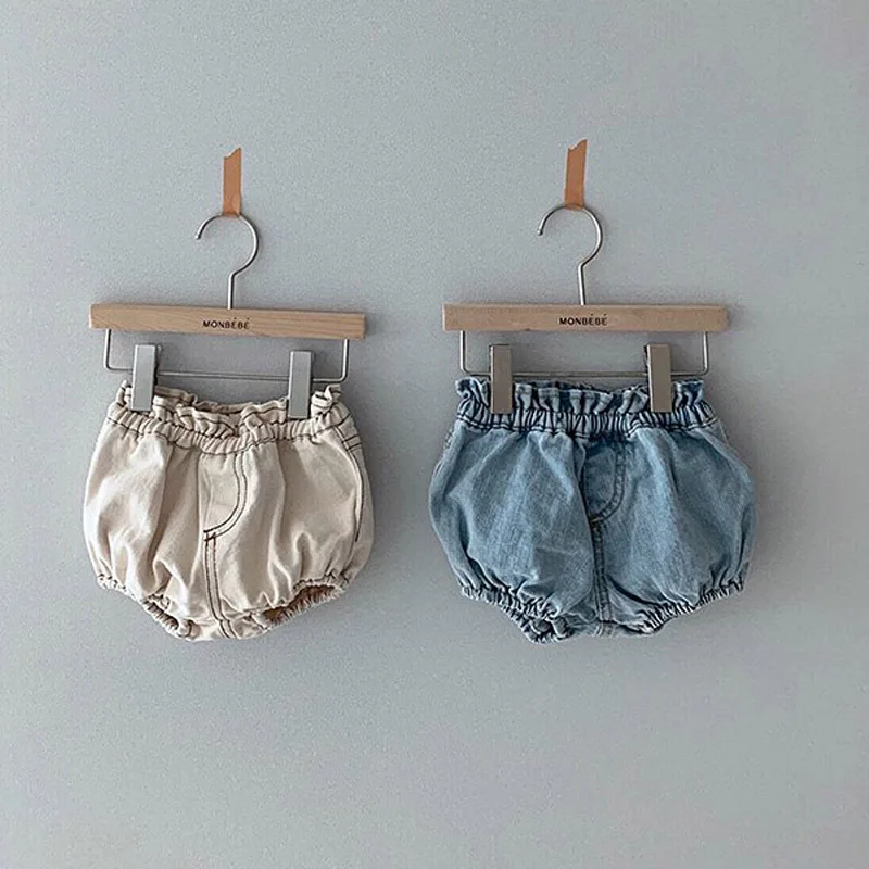 

Джинсовые брюки для маленьких девочек и мальчиков, удобные шаровары из ПП с оборками для новорожденных, одежда для начинающих ходить детей, ...