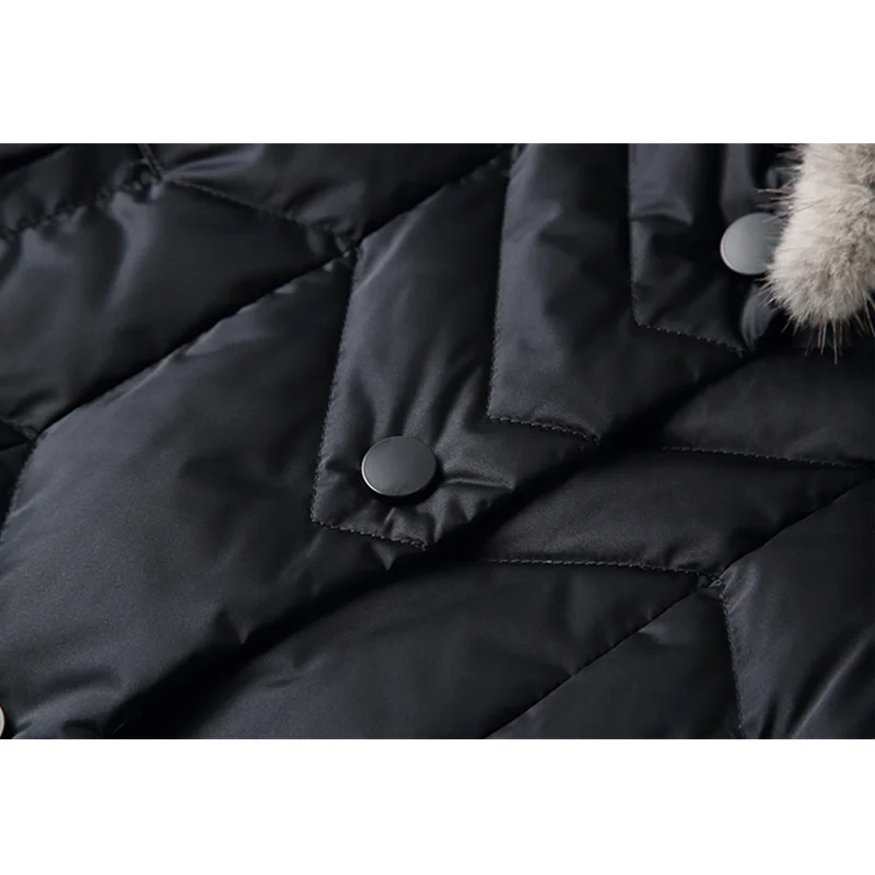 Black Winter Jacket Women 2022 New Single Breasted Long Warm Down Cotton Coats Famale Clothing Top Mink Fur Collar Solid Prakas