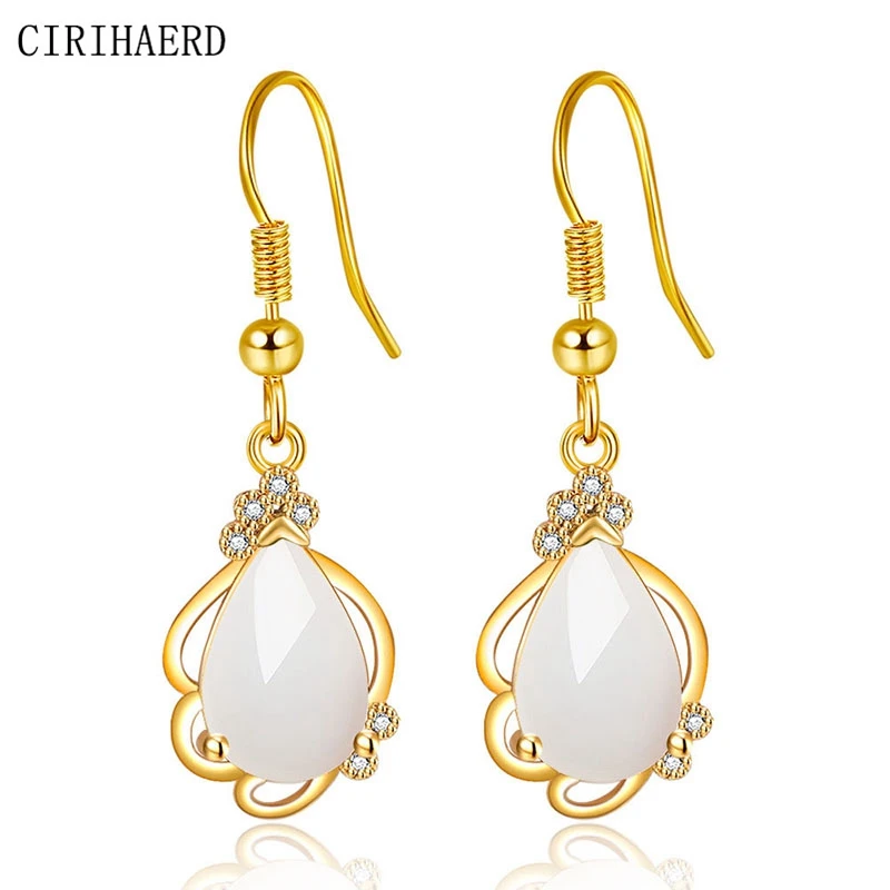 

New Fashion Retro Jewelry Women's Accessories Imitation Gem Water Drop Long Hanging Dangle Earrings For Women Gift To Girlfriend