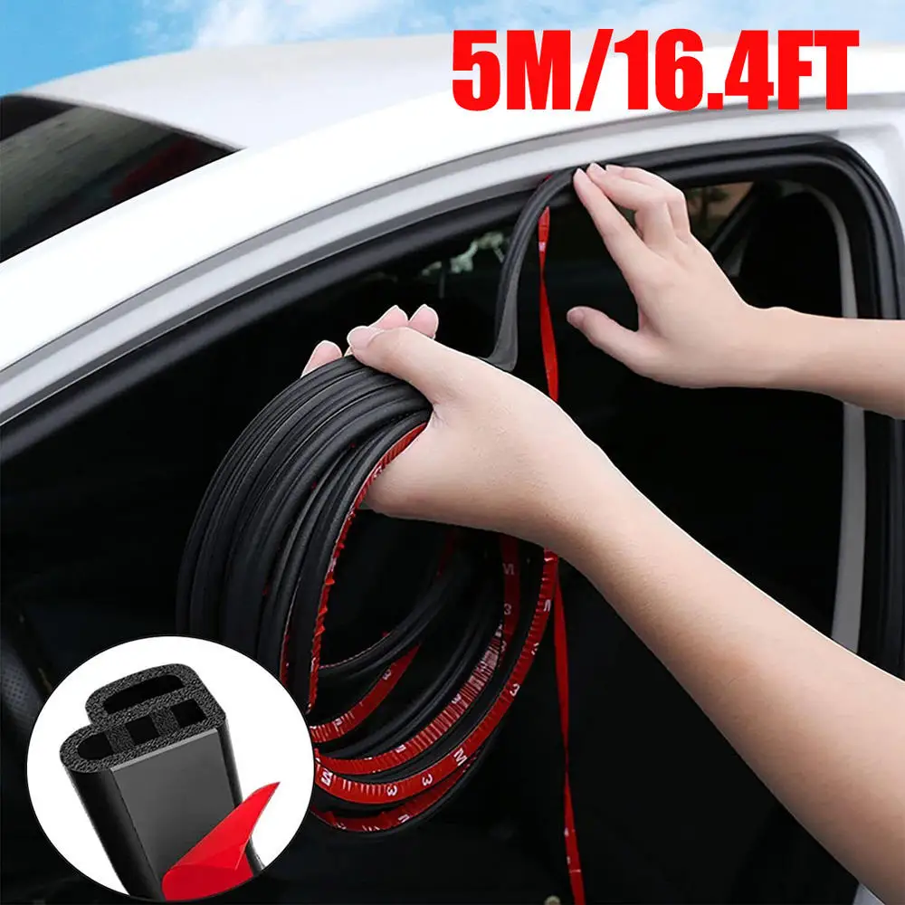 5m Car Door Seal Strip Automotive Weather Stripping Double Layer L Shape Self Adhesive Auto Door Soundproofing Weatherstrip