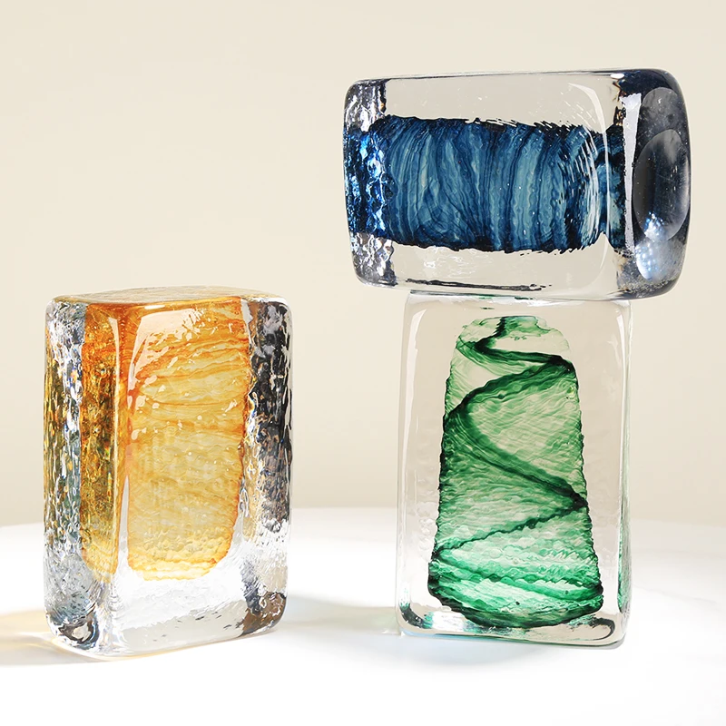 

Luxury Colored Glazed Crystal Brick Bookend Book End Decoration Living Room Sample Room Hallway Dining-Table Decoration