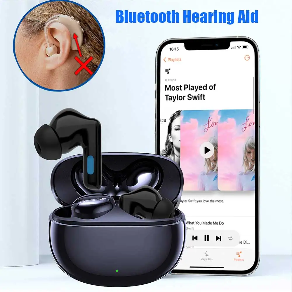 2 in 1 Bluetooth Charge Hearing Amplifier Invisible Earphone USB Hearing Aids Digital Signal Sound Amplifier With Charging Case