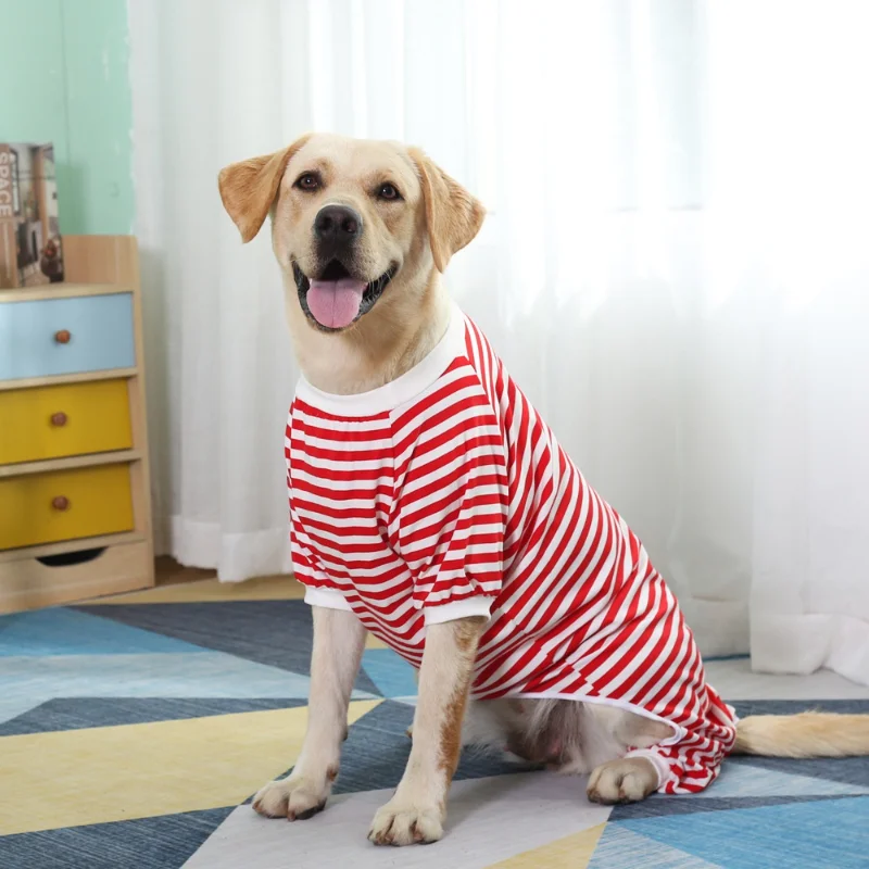 

Cotton Dog Pajamas Stripe Classic Pet Jumpsuit Winter Dog Clothes for Large Dog Puppy Cat Costume Labrador Teddy Dog Outfit