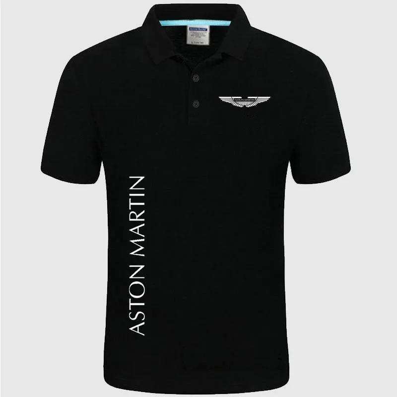 2023 Summer Polo Shirt Aston Martin logo Brand Men's Fashion Cotton Short Sleeve Polo Shirts Solid Jersey Tops Tees