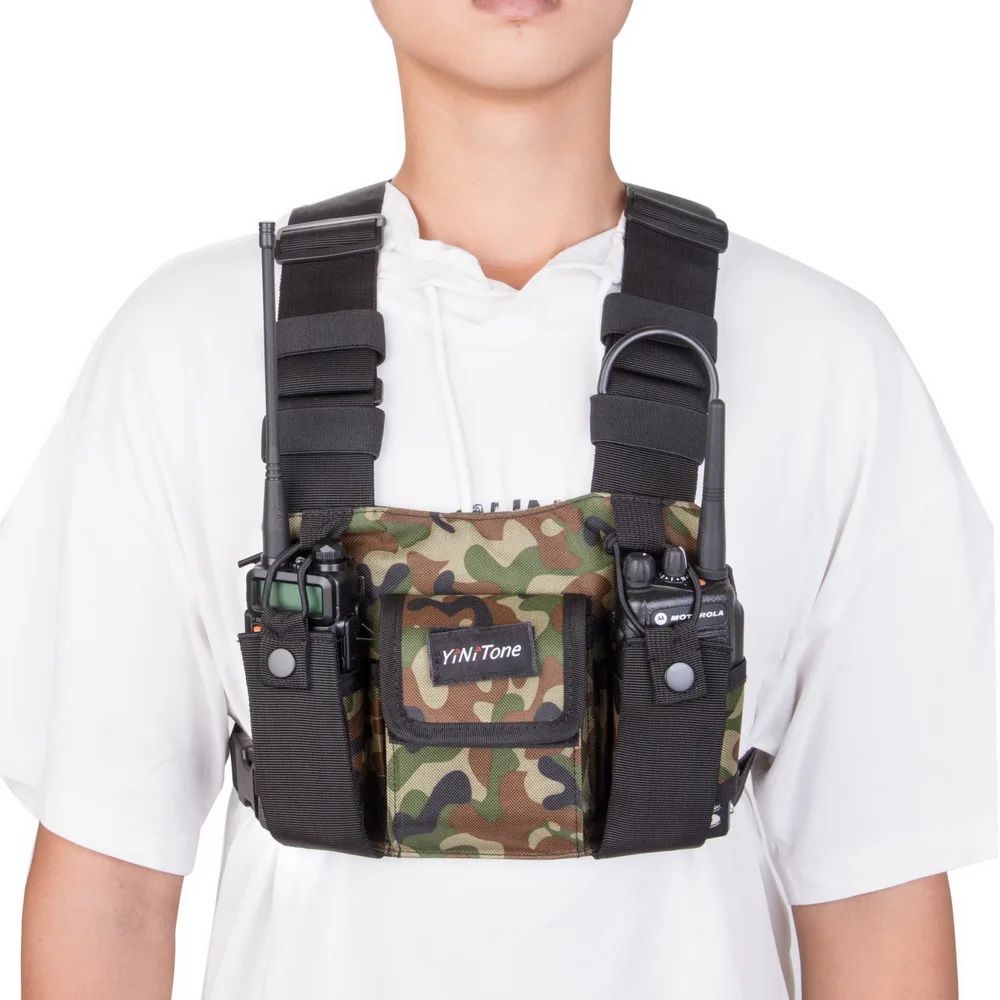 Gtwoilt Universal Radio Chest Harness Bag Pocket Pack Holster  for Two Way Radio Walkintalking Yaesu