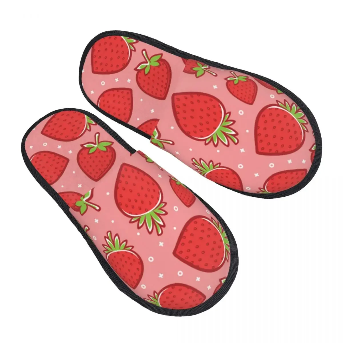 Домашние тапочки с клубничным фоном зимняя обувь для дома сланцы закрытым носком