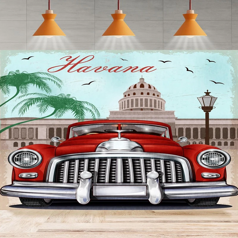 Винтажный фон для фотосъемки с автомобилем Гавана ретро-постер классического
