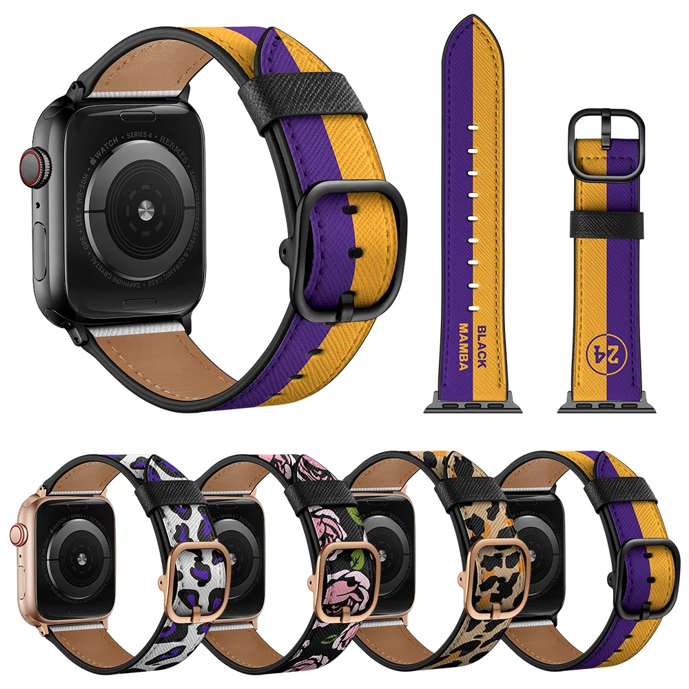 

Leather Strap for Apple Watch Band 45mm 41mm 44mm 40mm 42mm 38mm Ultra/2 49mm Printed Leopard for Iwatch Series 9 8 7 SE 6 5 4 3