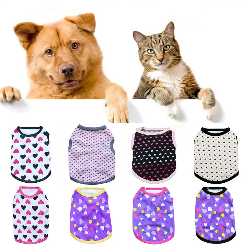 

Cotton Vest Pet Dog Clothes Cat T-shirt Dogs Thin Small Fashion Lovely Full Of Love Dog Clothes Summer Breathable Pet Vest