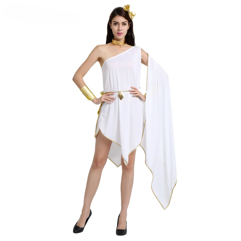 

Halloween Costumes for Women Masquerade Costume Greek Phnom Penh Goddess Game Uniform Sexy Stage Performance Costume White Dress