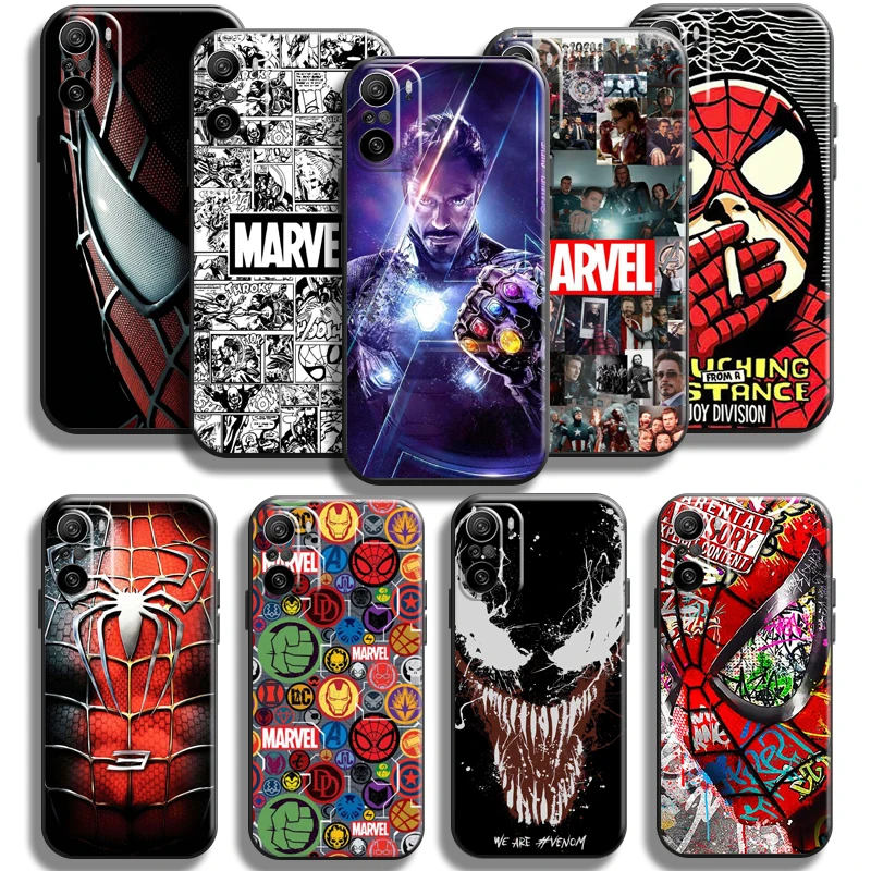 

Marvel Avengers For Xiaomi Redmi K40 Pro Gaming Phone Case Silicone Cover Carcasa Coque Black Liquid Silicon