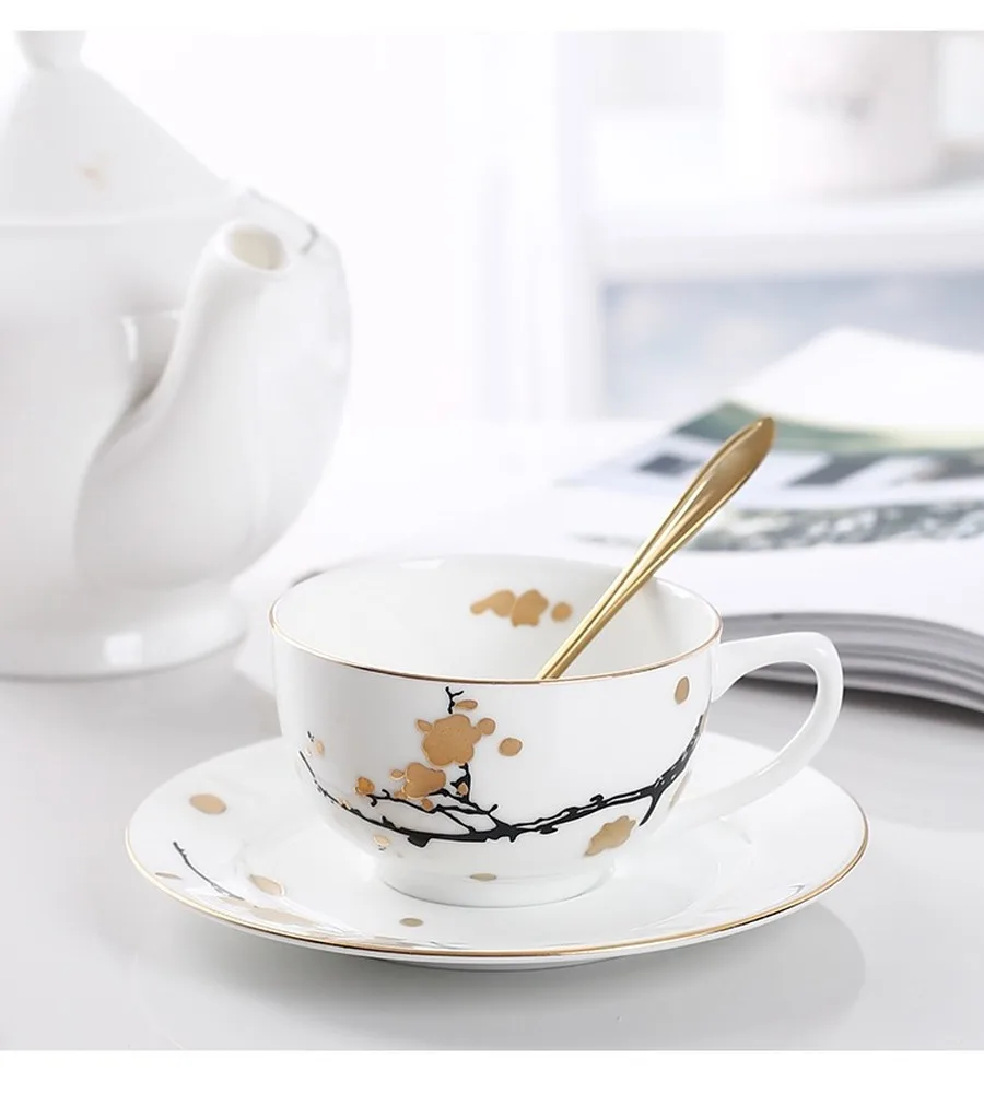 

Bone Porcelain Coffee Cup And Saucer Set Elegant Tea Cup And Saucer Set White Ceramic Cup Tea Cups Bone China High Tea HH50BD