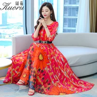 summer clothes for women red korean fashion chiffon party casual beach long dress floral elegant chic maxi evening dresses 2022