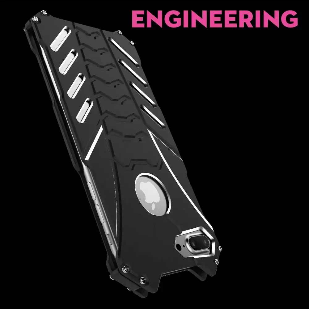R-just Heavy Dust Metal Aluminum Armor Case Cover For Iphone 7 8 Plus I8 I8p +holder Black Cover For Iphone Se 2020