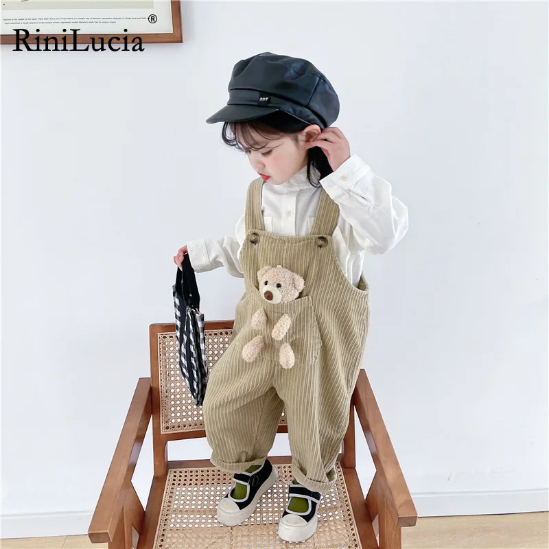 

RiniLucia Toddler Kids Baby Girls Clothes Sleeveless halter overalls cute bear Long Overalls kids overalls striped baby overalls