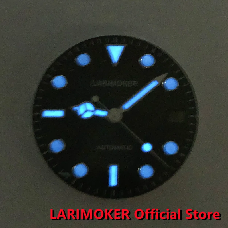 LARIMOKER 28.5MM Blue Luminous Gray Watch Dial and Watch Hand fit NH35A MIYOTA8215 821A 2813 DG 3804 ETA2824 PT5000 Movement images - 6