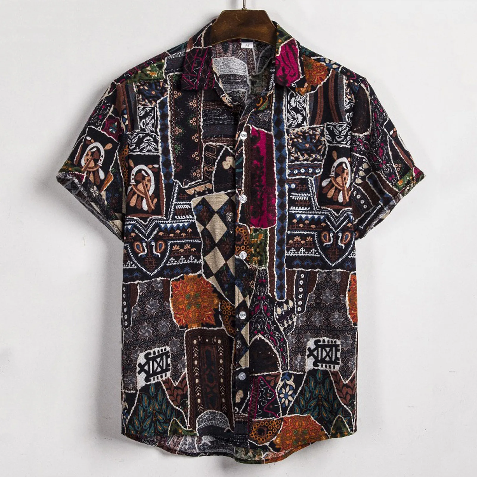 

Men's Black Tee Shirts Shirt Hawaiian Men's Beach Sleeve Short Cardigan Christmas Jumpsuit Men Long Sleeve Shirt with Button