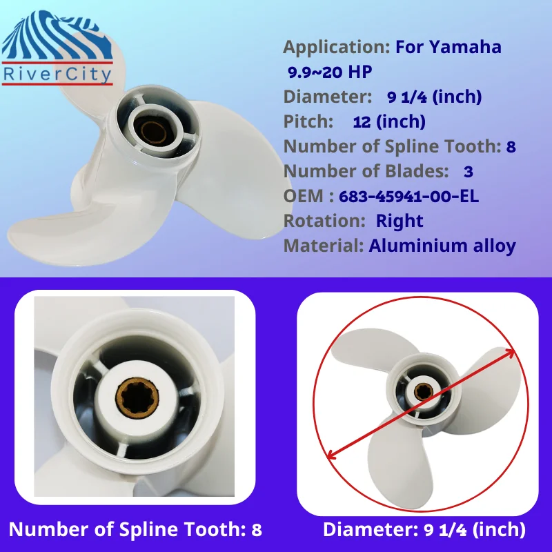 Подвесной пропеллер для Yamaha 9 л.с. 15 20 1/4x12 винт из алюминиевого сплава лодки 3