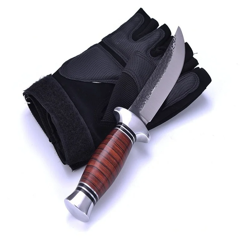 

Forged Knife Kitchen Sharp Chef Knife Meat Cleaver Strong 440C Steel Fixed Blade Camping Knife Wooden Handle Survival Knives