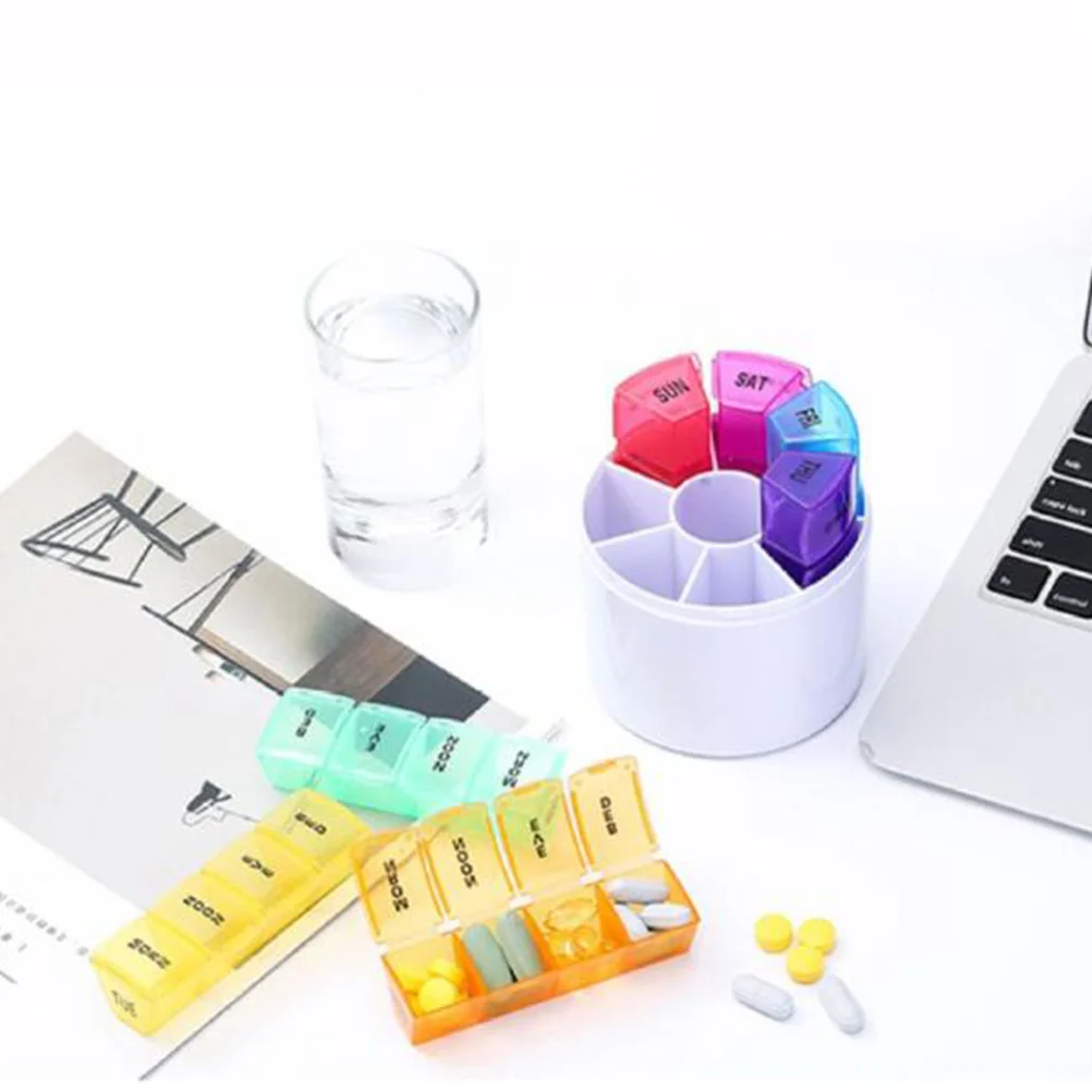 

Daily Medicine Planner Box Medication Box Fish Oil Organizer Container Rainbow Case Potable Reminder