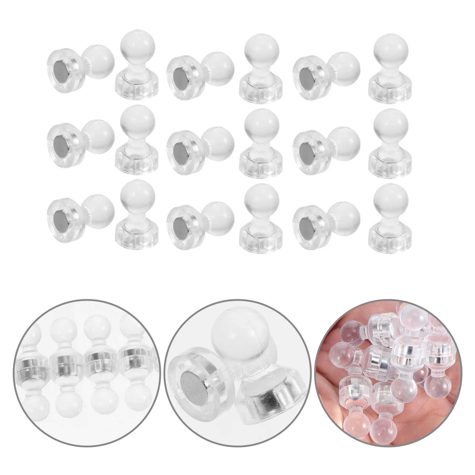 

30pcs Push Pin Magnets Clear Whiteboard Dry Erase Board Pushpins Office Magnets For Maps Refrigerator School Classroom