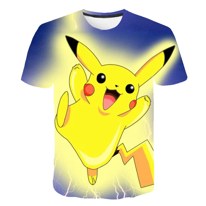 Pokemon Series Printed T-shirt Boys and Girls 3D Summer Casual Short Sleeve Children's Role Playing 4-14 Years Old |