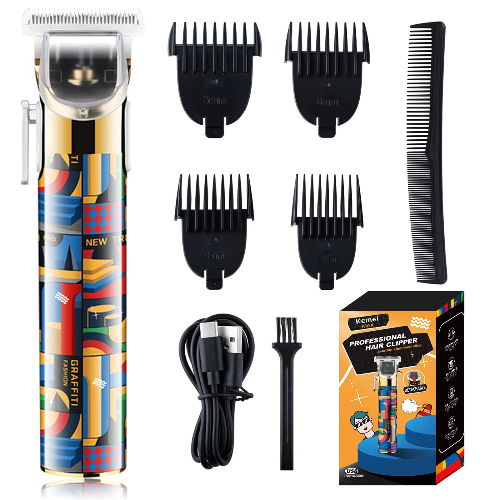 Kemei Electric Hair Trimmer Machine Professional Shaver Oil Head Hair Clipper Rechargeable Razor Set KM-1102H/MAX2092/MAX5087 enlarge