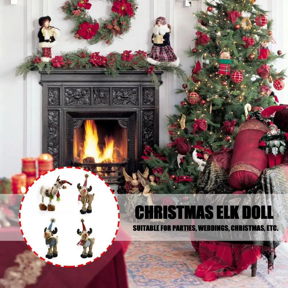 

Рождественская кукла с оленем, Рождественское украшение, фигурка на елку, лось, игрушки для детей, рождественские украшения, подарок на Новый год S6O4