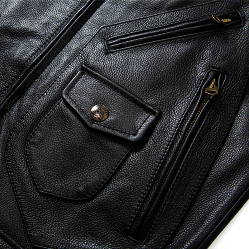 Мужская мотоциклетная куртка из натуральной воловьей кожи Классическая