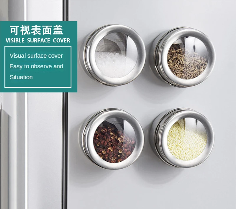 

Spice Bottle Visual Magnetic Spice Box Stainless Steel Kitchen Spice Jar Outdoor Barbecue Spice Jar Spice Jar Set