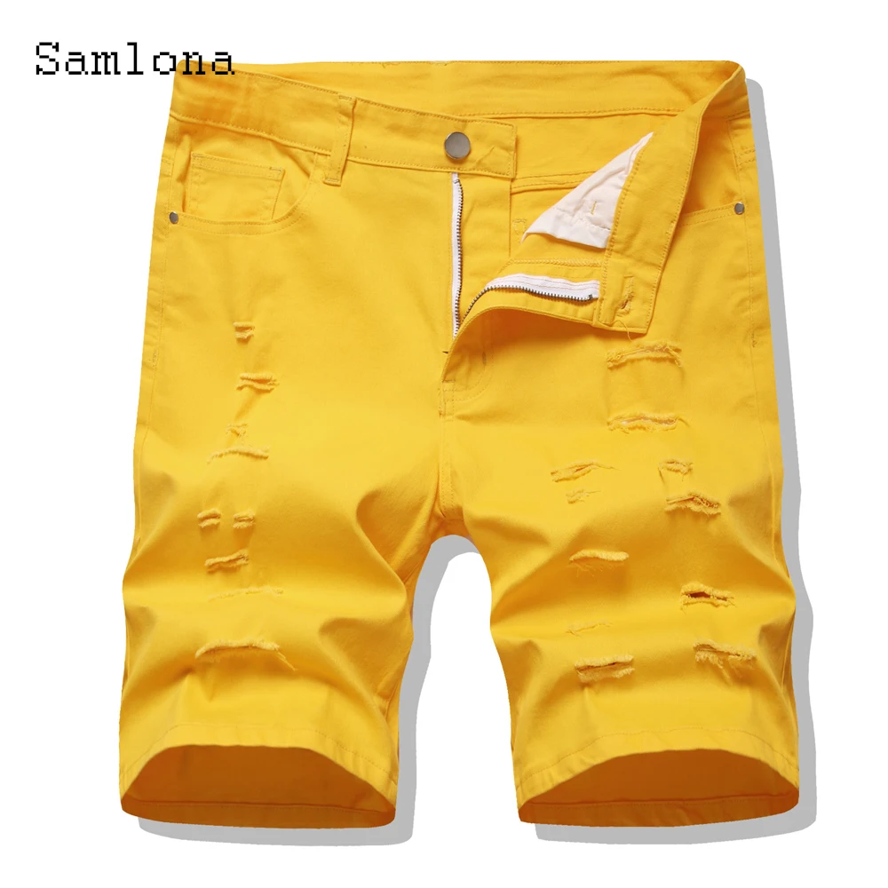 

2022 Stylish simplicity Men Fashion Zipper Pocket Short Jeans Sexy Hole Ripped Denim Shorts Mens Casual All-match Half Pants