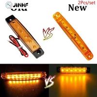 hot 2pcs dc 24v amber 9 led truck side marker light clearance for car lorry bus waterproof lead cable length 150mm