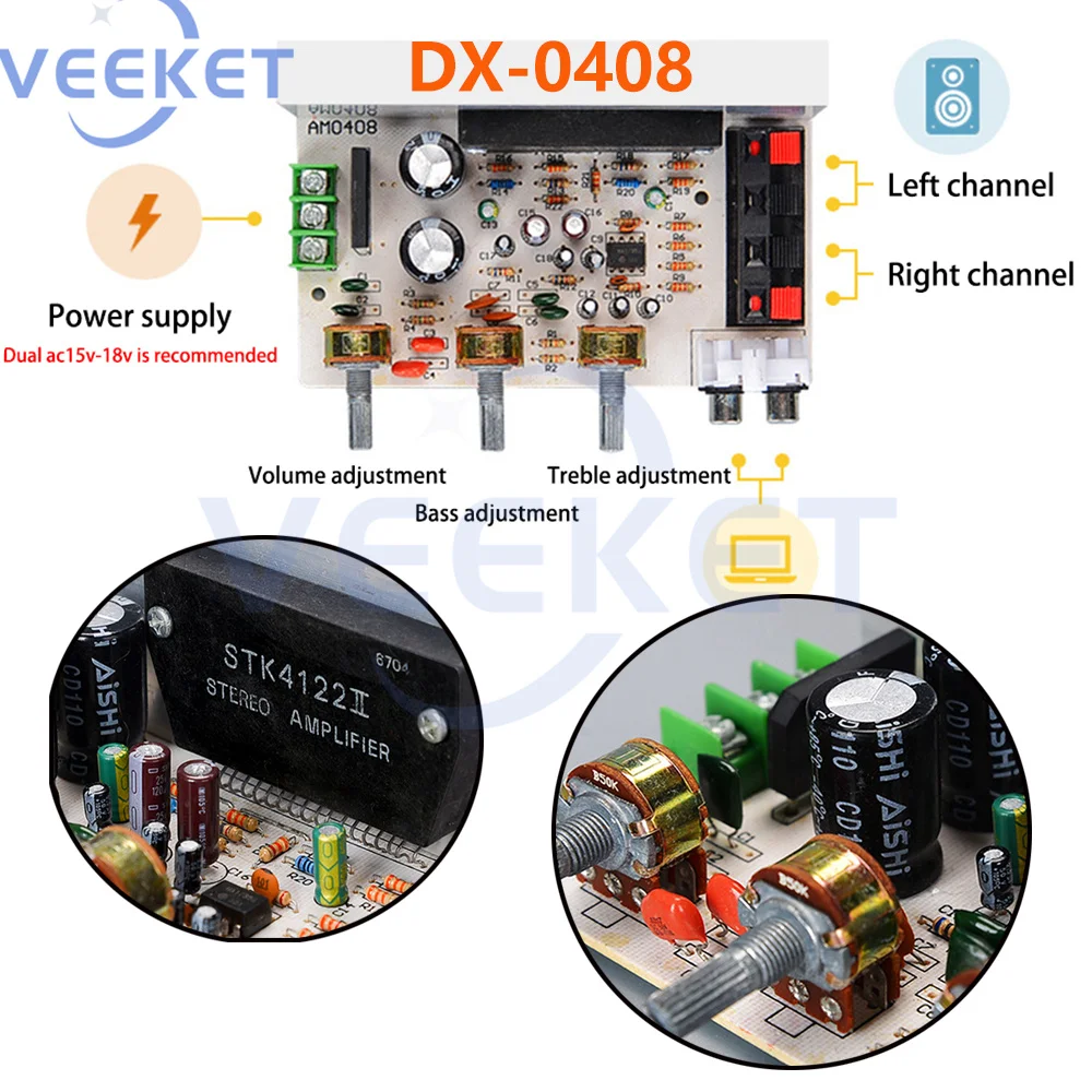 Цифровой аудио стереоусилитель, 50 Вт * 2, диапазон частот 10 Гц-20 кГц, 2.0 канала, серия с толстой пленкой