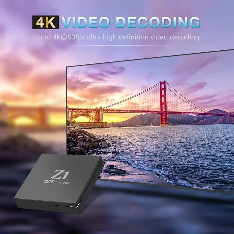 ТВ-приставка Smart Z1, HD 4K, Allwinner H313, четырехъядерный медиаплеер, 4G5G Wi-Fi, BT5.0, голосовой пульт, IPTV, 8 ГБ128 ГБ, Android 15. (art.: 3920dccc094e4) - 3920dccc094e4