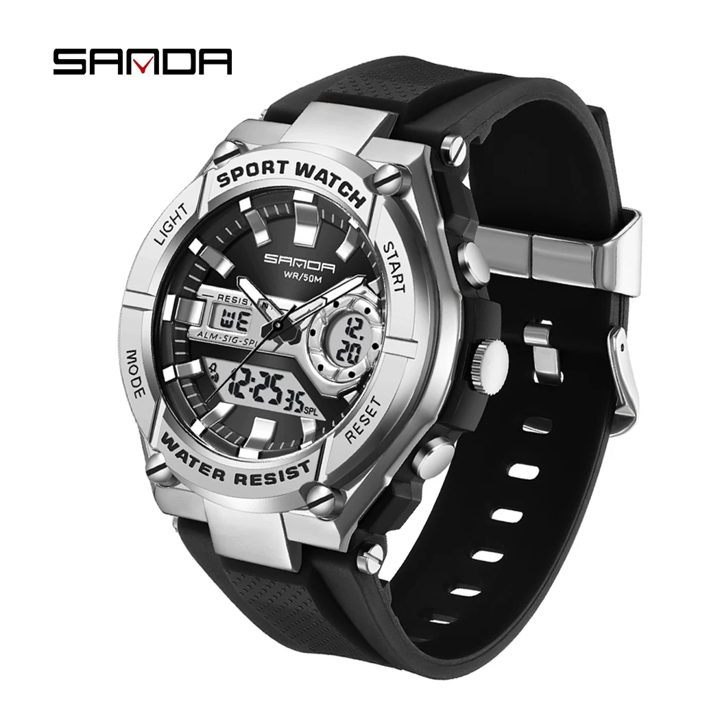 

SANDA 2023 New Men's Watches 50M Waterproof Quartz Wristwatch Sport Military LED Digital Watch for Male Relogios Masculino 3123