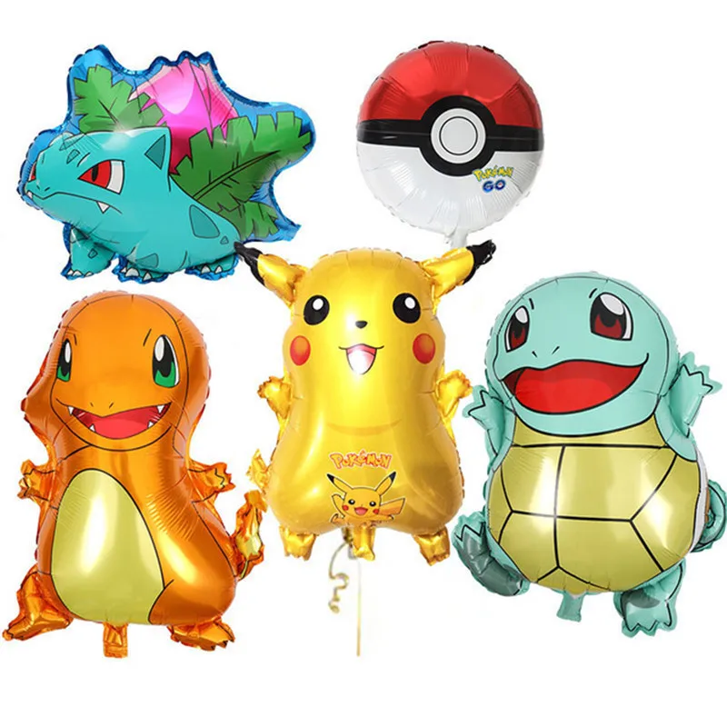 

5pcs/set Cartoon Pokemon Balloon Charmander Squirtle Bulbasaur Kawaii Pikachu Decoration Supplies Kids Toy Birthday Party