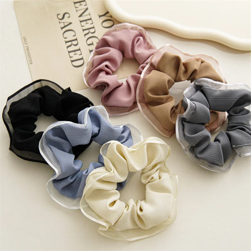 

Women Elastic Hair Bands Hair Accessories Chiffon Scrunchies For Girls Lace Dot Hair Tie Elastics Bezel Women Ponytail Headbands