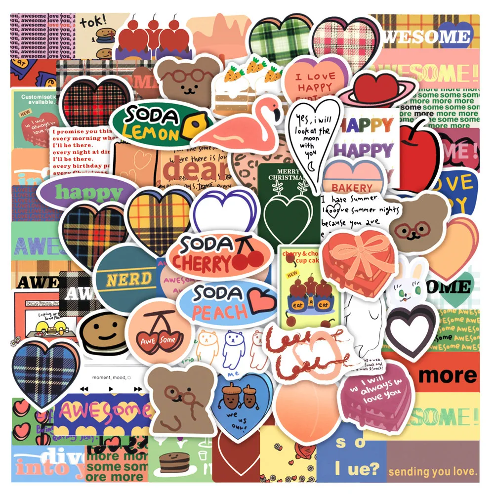 

100pcs Korean Style Ins Style Sweet Sandwich Graffiti Sticker Collection