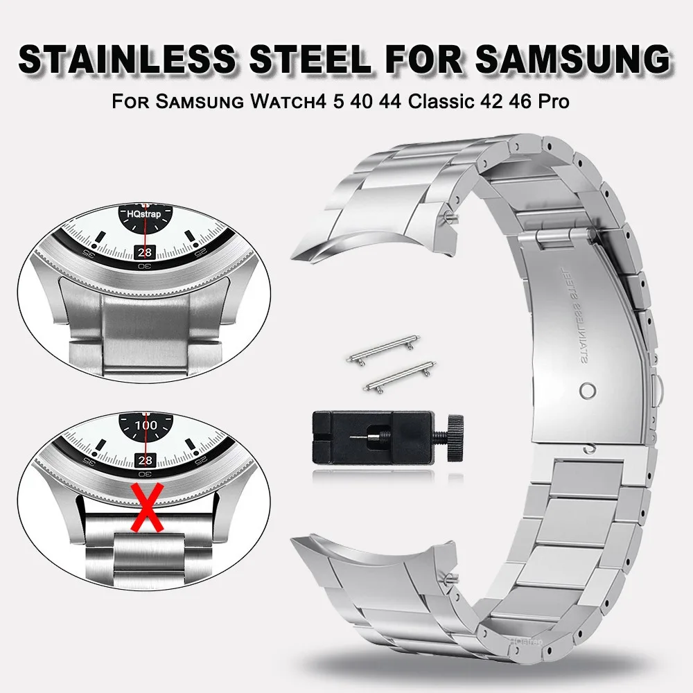

Galaxy Watch 4 5 No Gaps Stainless Steel Strap for Samsung Watch 4 Classic 46mm 42mm for Samsung Galaxy Watch4 5 44mm 40mm Pro