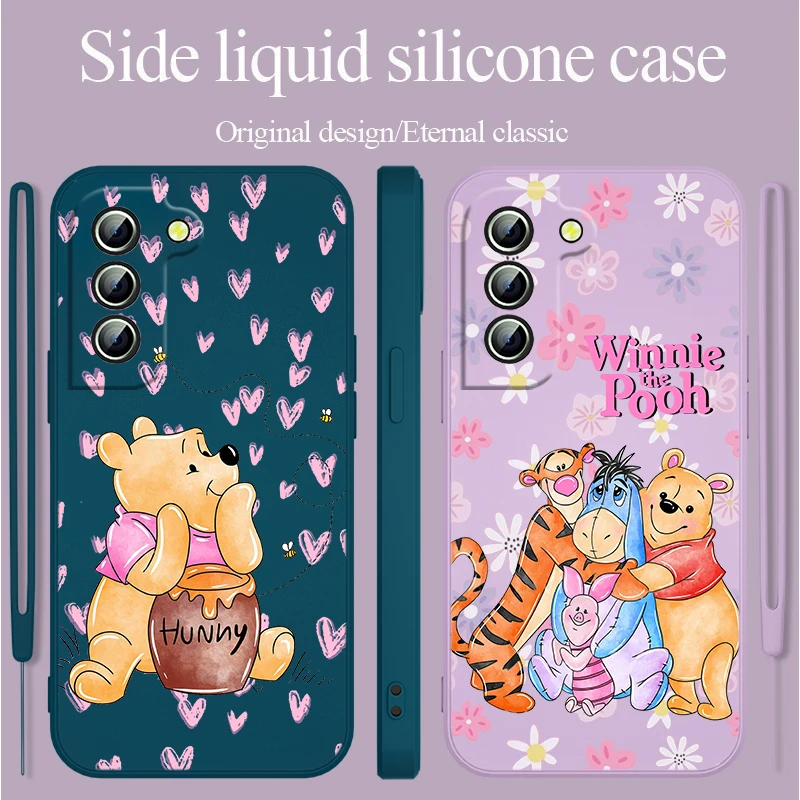 

Winnie Bear Cute Disney For Samsung Galaxy S23 S22 S21 S20 FE Ultra Plus S10 Lite 5G Liquid Rope Phone Case