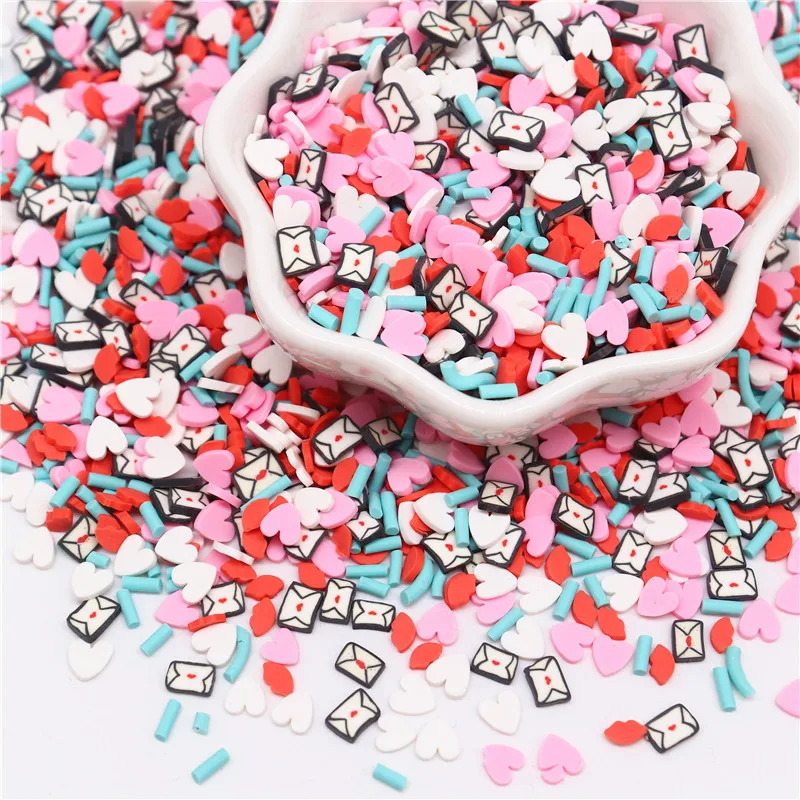 10g Heart Polymer Clay Lovely Cute Heart Clay Slices Valentine Sprinkles for DIY Craft Slime Filling Nails Art Accessories images - 6