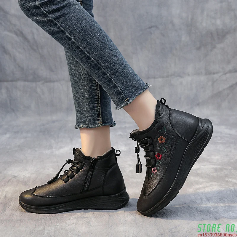 

Women's Winter Shoes Outdoor Casual Sneaker Ankle Boots Soft Comfort Non-slip Female Plush Lined Shoes Keep Warm 35-41