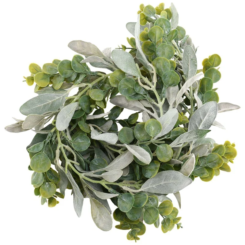 6X Lambs Ear Garland Greenery And Eucalyptus Vine / 38 Inches Long/Light Colored Flocked Leaves/Soft And Drapey Wedding